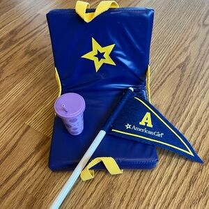 American Girl Navy & Yellow Doll Stadium Seat with Cheer Flag